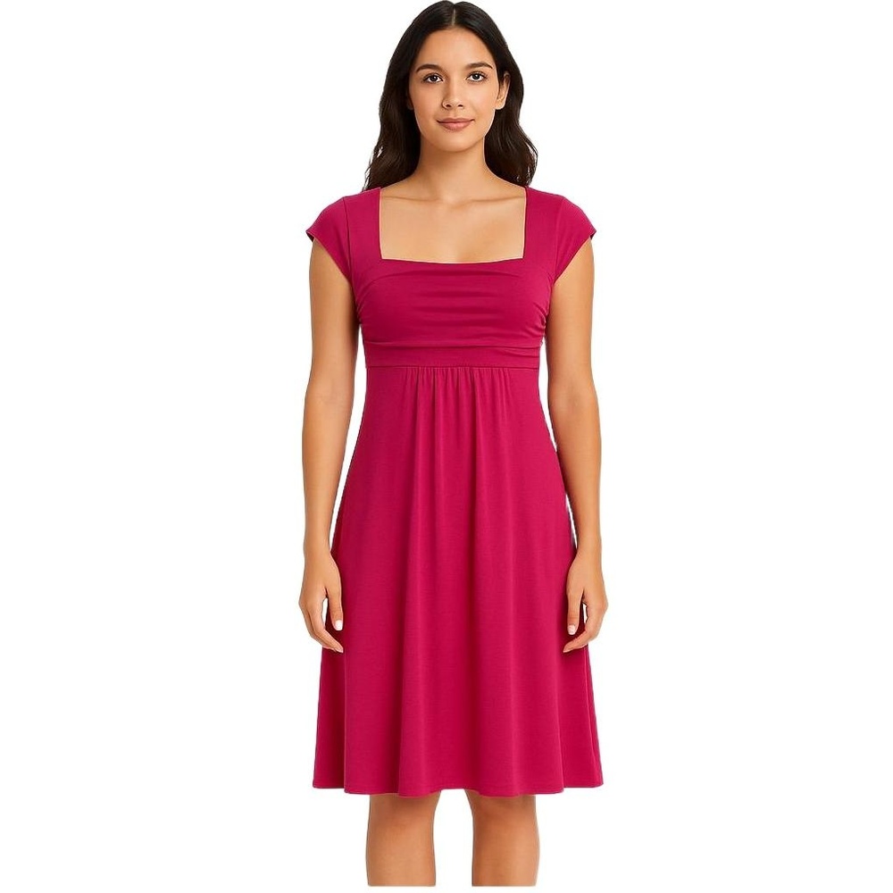 SOPRANO Fushia‎ ALine Cap Sleeves Square Neckline Flirty Dress Womens Small